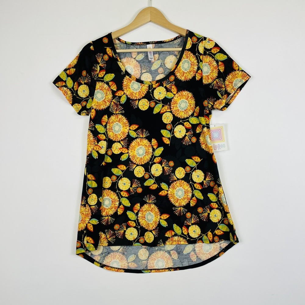 NEW Lularoe Womens‎ Small Shirt Black Yellow Floral Cottagecore Soft Earthy